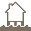 An icon for Sea Level information, showing a house with water near its foundation.
